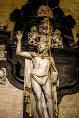 Obraz premium Saints Michael & Gudule cathedral, Brussels, Belgium. Resurrected Christ statue