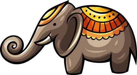 Fototapeta premium Cute elephant animal funny cartoon clipart illustration