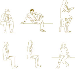 Adobe Illustrator Artwork vector design sketch illustration of various sitting positions of a worker