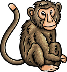Cute monkey animal funny cartoon clipart illustration