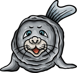 Cute walrus animal funny cartoon clipart illustration