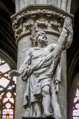 Fototapeta na wymiar Saints Michael & Gudule cathedral, Brussels, Belgium..Saint Andrew statue