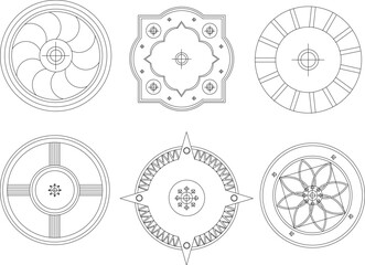Adobe Illustrator Artwork vector design sketch illustration, classic ethnic traditional vintage rosette ornament decoration