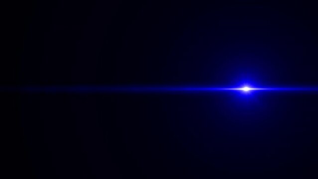 Blue lens flare effect. 4K resolution. Very high quality and realstic on black background