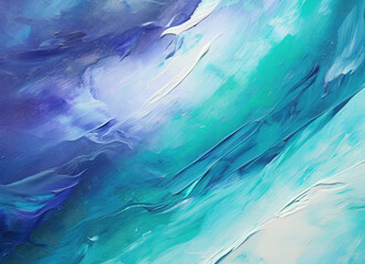 Cool-toned abstract art showcasing wave-like azure and lavender swirls. Emanates serenity and fluid...