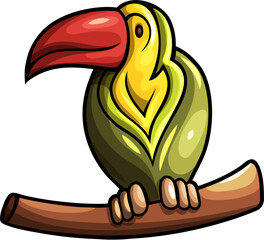 Cute parrot bird funny cartoon clipart illustration