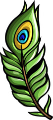 Cute peacock feather funny cartoon clipart illustration
