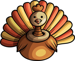 Cute turkey bird funny cartoon clipart illustration