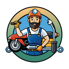 Gradient biker logo design