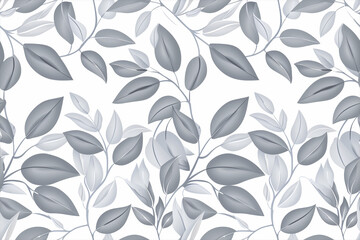Monochromatic leaf pattern with silver grey tones