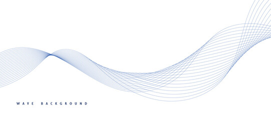 Abstract vector background with blue wavy lines. Blue wave background. Blue lines vector illustration. Curved wave. Abstract wave element for design.
