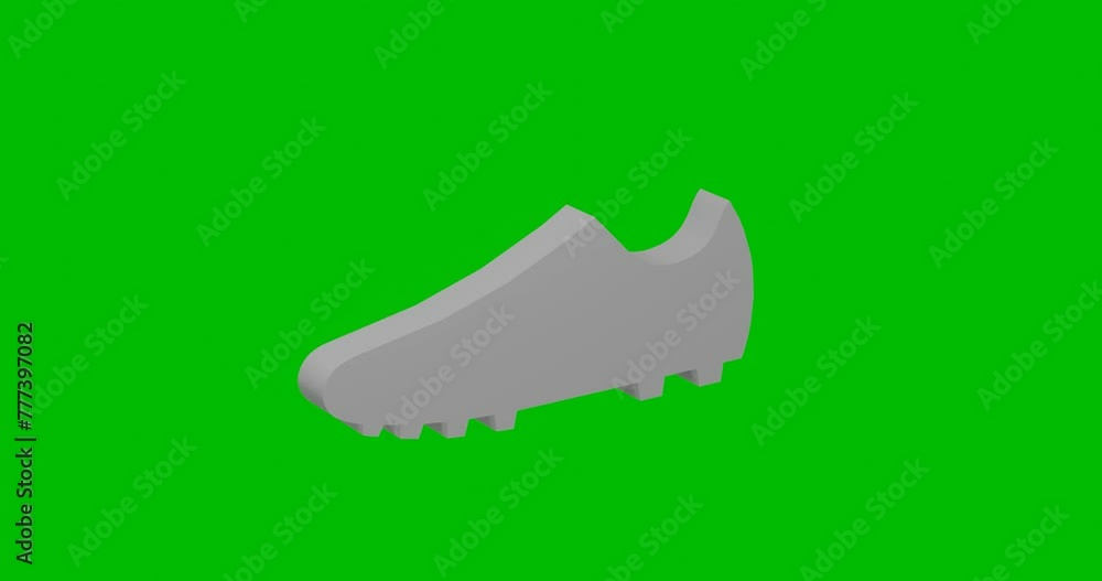 Poster animation of rotation of a white football boot symbol with shadow. simple and complex rotation. seam