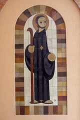 Monastery mosaic in Sant Benet, Catalonia, Spain