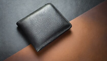 black leather wallet - obrazy, fototapety, plakaty