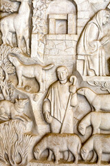 Montserrat monastery, Catalonia, Spain. Reliefs - obrazy, fototapety, plakaty