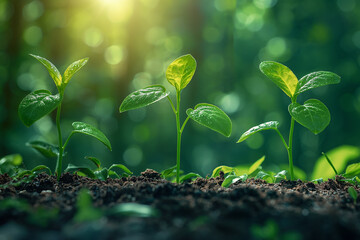 Tree plant growing process in beautiful nature