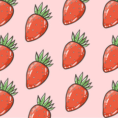 Hand drawing strawberry pattern illustration vector.