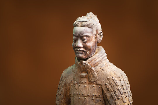 Terracotta army in Xi'An, China; portrait of a warrior