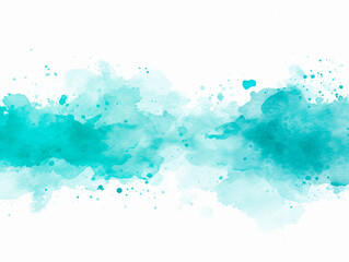 Vibrant watercolor stroke with turquoise splashes on textured white background. Artistic creativity concept. Generative AI - obrazy, fototapety, plakaty