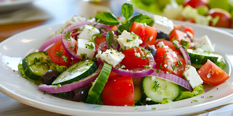 Savoring the Delights Greek Salad on a Plate, Freshness Personified 