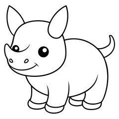 Obraz na płótnie Canvas smiling baby rhino- vector illustration