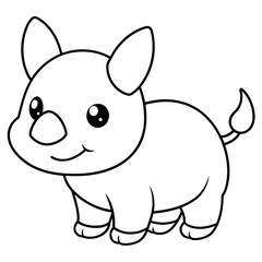 baby hippo drawing for babies - vector illustration