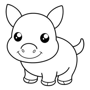 recommend clip art: hippo line art drawing - vector illustration