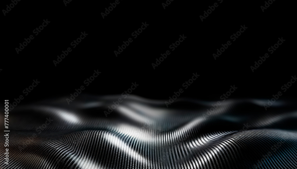 Aufkleber Abstract wavy lines on a dark background, evoking a textured fabric concept in a monochrome style, Generative AI. Generative AI