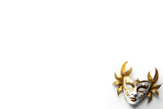Venetian carnival mask on white background with space for text
