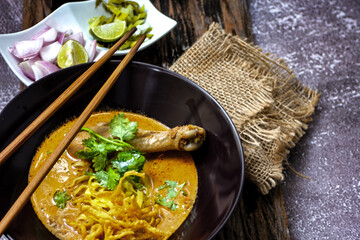 Khao Soi with Chicken in Thailand