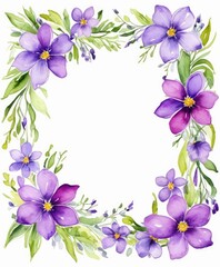 Naklejka na ściany i meble Immerse yourself in beauty with our watercolor purple floral frame mockup