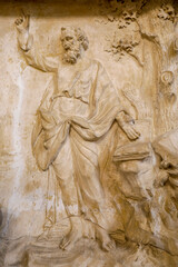 Detail of relief in Saint Gervais-Saint Protais catholic church, Paris, France.