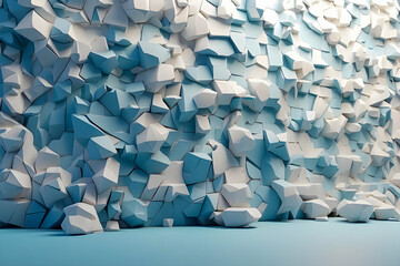 Tech Horizon: Light Blue and White Textured 3D Wall Creates a Sleek Futuristic Presentation Background