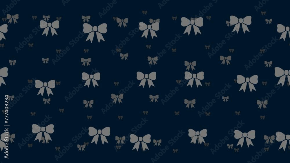 Poster bow symbols float horizontally from left to right. parallax fly effect. floating symbols are located