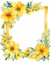 Add a touch of sunshine to your design with our vibrant yellow floral frame mockup. Let your text or photo shine in the center of nature's beauty