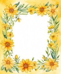 Fototapeta na wymiar Add a touch of sunshine to your design with our vibrant yellow floral frame mockup. Let your text or photo shine in the center of nature's beauty