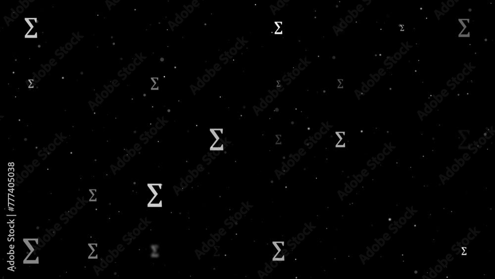 Poster template animation of evenly spaced sigma symbols of different sizes and opacity. animation of trans