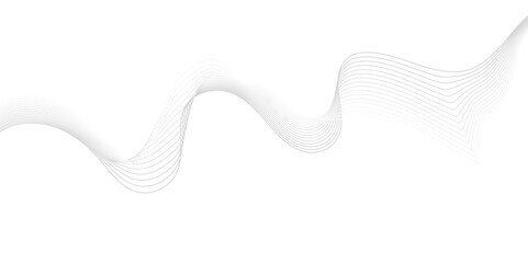 White wave curve lines banner background design. Abstract soft wave lines dynamic flowing gray light isolated background. Vector Illustration of the gray pattern of lines. Black stripes on white.