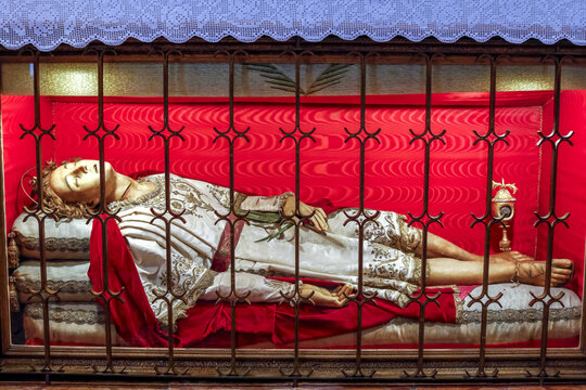 Church of St Blaise and St John, Dubrovnik, Croatia. Saint Silvan martyr reliquary. Body brought from Rome in 1847