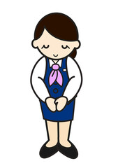 お辞儀をする制服姿のビジネスウーマンのイラスト