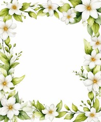 Experience simplicity with our watercolor white floral frame mockup. Pure blossoms encase the space, ready for your text or photo