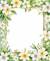 Experience simplicity with our watercolor white floral frame mockup. Pure blossoms encase the space, ready for your text or photo