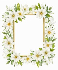 Experience simplicity with our watercolor white floral frame mockup. Pure blossoms encase the space, ready for your text or photo