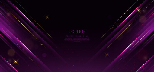 Elegant purple background with purple diagongl line and lighting effect sparkle. Luxury template award design.