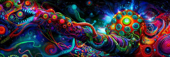 Abstraktes Hintergrund mit bunten fraktale Elementen. © shokokoart