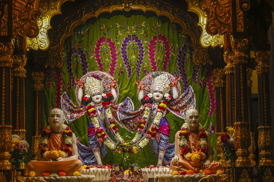 ISKCON temple in Juhu, Mumbai, India. Gaura Nitai murthis