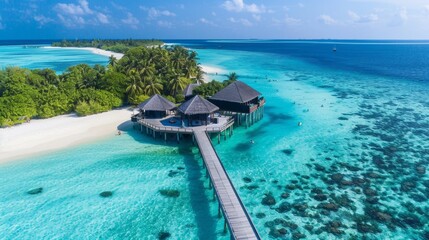The beautiful and serene beaches of the Maldives, with crystal-clear waters, white sands,