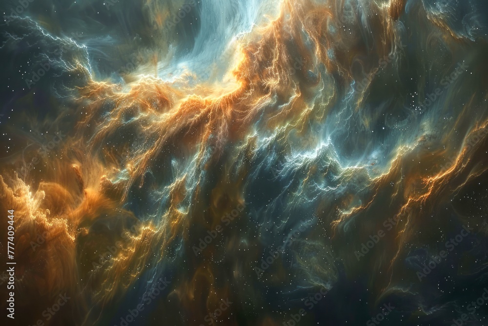 Poster majestic cosmic phenomenon depicting a nebula in deep space with brilliant colors and abstract forms