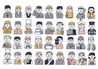 いろんな職業の人物のイラストセット