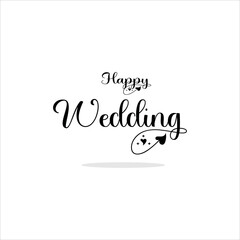 Shubh vivah & happy Wedding Decorative CalligraphyLettering design for Wedding Anniversary greetings Vector Illustration